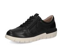CAPRICE Confort Baskets Basses Femme en Cuir Largeur Confort H, Noir (Black Comb), 37 EU