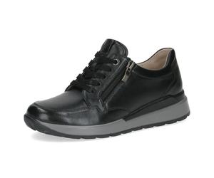 CAPRICE Confort Baskets Basses Femme en Cuir Largeur Confort H, Noir (Black Nappa), 42 EU