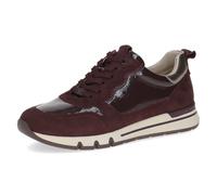 CAPRICE Confort Baskets Basses Femme en Cuir Largeur Confort H, Rouge (Bordeaux Comb), 40 EU