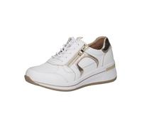 CAPRICE Confort Baskets compensées Femme en Cuir à Fermeture éclair, Blanc (White/Lt Gold), 38 EU