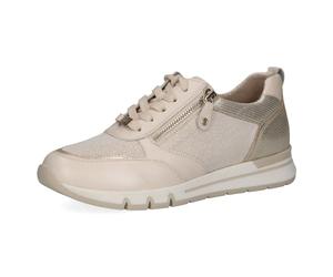 CAPRICE Confort Baskets Femme Basses avec Fermeture éclair élégantes, Beige (Cream/Gold), 40 EU