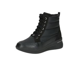 CAPRICE Confort Baskets montantes femme avec doublure avec lacets Déperlantes, Noir (Black Comb), 36 EU