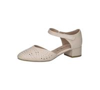 CAPRICE Confort Escarpins Femme à Bride en Cuir à Talon Bloc, Crème (Cream Perlato), 40 EU