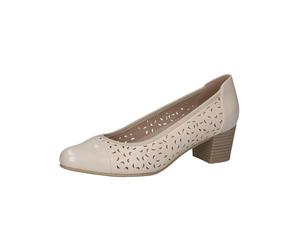 CAPRICE Confort Escarpins Femme Vernis à Motif perforé, Beige (Beige Comb), 37 EU
