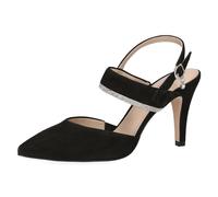 CAPRICE Escarpins à Bride arrière Femme en Cuir pailletés, Noir (Black Suede), 38,5 EU
