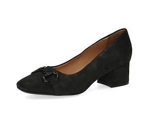 Caprice Escarpins Memotion en Cuir pour Femme Petit Talon Largeur G, Black Lea Uni, 38 EU