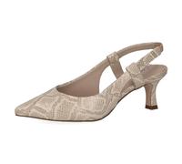 CAPRICE Escarpins Slingback Femme en Cuir Bout Pointu, Beige (Lt Gold Snake), 36 EU