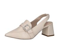CAPRICE Escarpins Slingback Femme en Cuir Bout Pointu, Crème (Cream Perlato), 38 EU