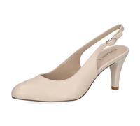 CAPRICE Escarpins Slingback Femme en Cuir Élégants, Crème (Offwhite Nappa), 40,5 EU