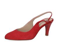 CAPRICE Escarpins Slingback Femme en Cuir Élégants, Rouge (Red Suede), 38,5 EU