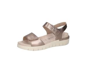 CAPRICE Femme Damen 9-28701-42 Sandale Plate, Taupe métallisé, 42 EU Large