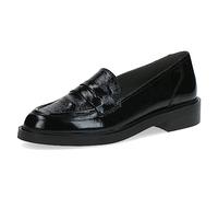 CAPRICE Mocassins Femme en Cuir à Talon Bloc, Noir (Black Naplak), 38,5 EU