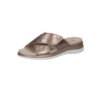 CAPRICE Mules femme en cuir à scratch, Beige (Taupe Metallic), 39 EU