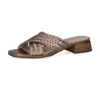 CAPRICE Mules femme en cuir à talon bloc, Beige (Taupe Metallic), 42 EU