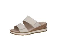 CAPRICE Mules femme en cuir avec semelle anatomique, Beige (Snow Nubuc), 38 EU