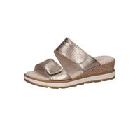 CAPRICE Mules femme en cuir avec semelle anatomique, Beige (Taupe Metallic), 41 EU