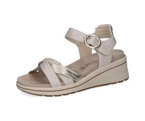 CAPRICE sandale compensée femme en cuir, Blanc (OFFW PERL COM), 39 EU