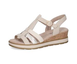 CAPRICE sandale compensée femme en cuir, Blanc (SNOW COMB), 41 EU