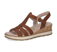 CAPRICE sandale compensée femme en cuir, Marron (COGNAC NUBUC), 37 EU