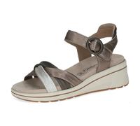 CAPRICE sandale compensée femme en cuir, Marron (TAUPE MET.COMB), 41 EU