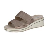 Caprice Sandale compensée Femme en Cuir, Marron (Taupe Metallic), 42 EU