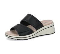 Caprice Sandale compensée Femme en Cuir, Noir (Black Nappa), 38 EU