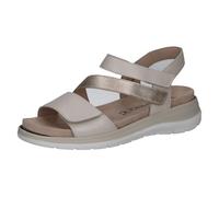 CAPRICE sandale plate femme en cuir, Blanc (OFFWH/LT GOLD), 40 EU