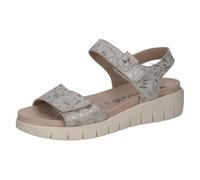CAPRICE sandale plate femme en cuir, Blanc (OFFWHITE/SILV.), 37 EU
