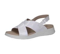 CAPRICE sandale plate femme en cuir, Blanc (WHITE NAPLAK), 38 EU