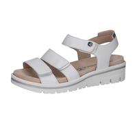 CAPRICE sandale plate femme en cuir, Blanc (WHITE/SILVER), 37 EU