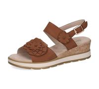 CAPRICE sandale plate femme en cuir, Marron (COGNAC NUBUC), 39 EU