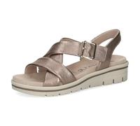 CAPRICE sandale plate femme en cuir, Marron (TAUPE METALLIC), 39 EU