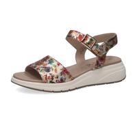 CAPRICE sandale plate femme en cuir, Métallisé (FLOWER METAL.), 38 EU