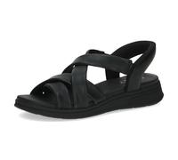 CAPRICE sandale plate femme en cuir, Noir (BLACK SOFTNAP.), 41 EU