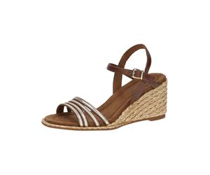 CAPRICE Sandales à lanières cognac / or, Taille 41