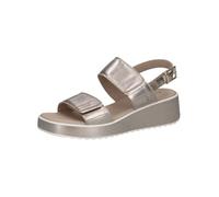 CAPRICE Sandales à talon compensé femme en cuir compensées, Beige (Taupe Metallic), 40 EU