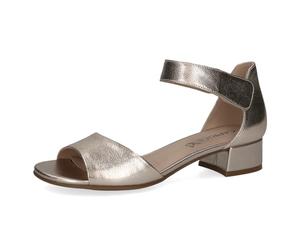 CAPRICE Sandales à Talon Femme en Cuir avec Brides, Métallique (Platin Metal.), 37 EU