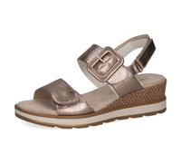 CAPRICE Sandales à talon femme en cuir avec semelle intérieure, Beige (Taupe Metallic), 42 EU