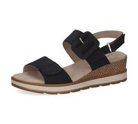 CAPRICE Sandales à talon femme en cuir avec semelle intérieure, Bleu (Ocean Nubuc), 37 EU
