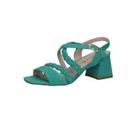 CAPRICE Sandales à talon femme en cuir avec semelle intérieure, Turquoise (Emerald Suede), 41 EU