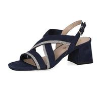 CAPRICE Sandales femme à talon avec strass avec brides, Bleu (Ocean Suede), 38 EU