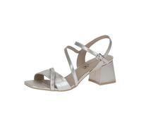 CAPRICE Sandales femme à talons en cuir Festives, Argent (Taupe Sue.Met.), 39 EU