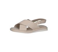 Caprice Sandales femme plates en cuir avec assise plantaire, Crème (Cream Perlato), 40 EU