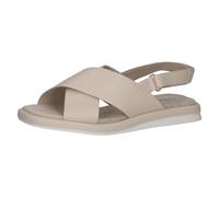 CAPRICE Sandales Femme Plates en Cuir avec Assise Plantaire, Crème (Cream Perlato), 41 EU