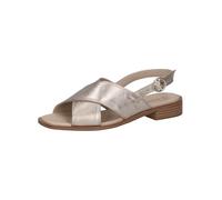 CAPRICE Sandales femme plates en cuir Élégantes, Beige (Taupe Metallic), 39 EU