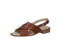 CAPRICE Sandales femme plates en cuir Élégantes, Marron (Cognac Nappa), 37 EU