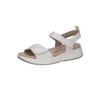 CAPRICE Sandales plates en cuir avec fermeture Velcro pour femme, Nappa blanc., 36 EU