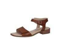 CAPRICE Sandales plates en cuir pour femme, Cognac Nappa., 36 EU