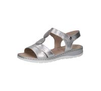 CAPRICE Sandales Plates Femme en Cuir avec Fermeture à Scratch, Argent (Silver Metal.), 41 EU