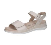 CAPRICE Sandales plates femme en cuir avec fermeture à scratch, Beige (Pearl Nappa), 39 EU